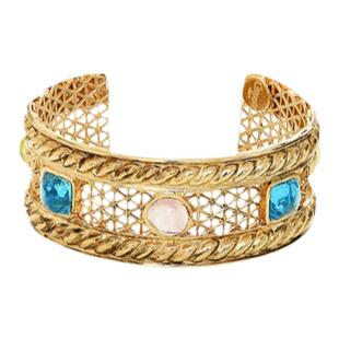 Gripoix法国手工品牌Back to Rome手镯 金色镂空浮雕复古风