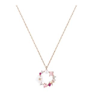 粉色花朵吊坠项链女士轻奢小众精致锁骨链颈链新款高级感气质配饰