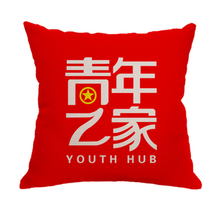 共青团周边团务用品抱枕青年之家会议活动办公室靠垫来图logo定制