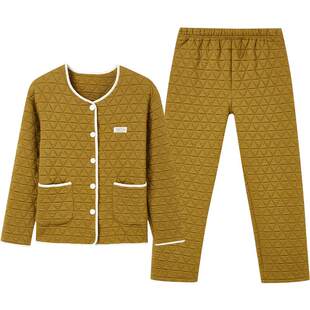 三枪三层夹棉加厚女士家居服秋冬保暖可外穿居家休闲长袖长裤睡衣