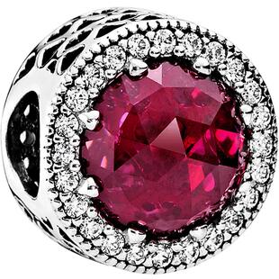 Pandora潘多拉奥莱樱桃红闪亮的心串珠闪耀优雅礼物