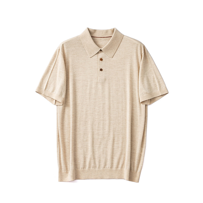 精纺丝羊绒春夏男士针织短袖POLO