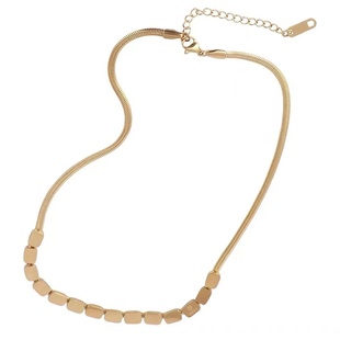 INS网红热卖款全新钛钢K金色蛇骨颈项链字母H简约百搭洋气女配饰