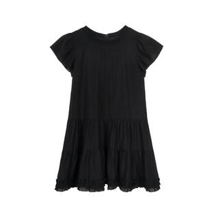 LLANO法式花边娃娃连衣裙复古浪漫蛋糕裙小礼服小黑裙A字短裙女夏