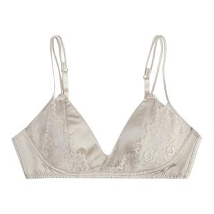 馨帮帮Bra 法式蕾丝三角杯内衣女薄款透气双细肩带美背小胸文胸罩