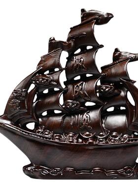 黑檀实木帆船摆件送礼船模型装饰