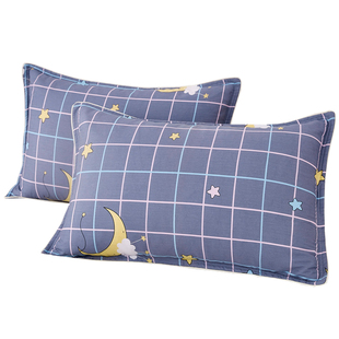 100%全棉枕头套一对装家用大号48x74cm学生宿舍单人纯棉枕套40x60