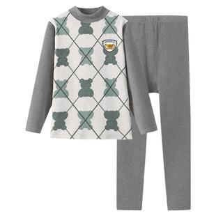 商场同款A类 英博伦男童保暖内衣套装舒绒纯棉儿童秋衣秋裤中领厚