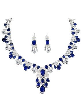 MJ轻奢饰品婚礼晚宴首饰新娘婚纱礼服摄影年会配饰项链耳环套装闪