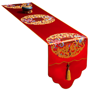 桌旗新中式茶桌垫布防水茶席禅意茶桌布茶台布长条电视柜桌布定制