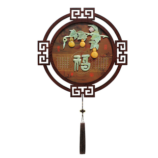 新中式客厅玄关墙饰墙上装饰挂件高级感卧室墙面挂饰玉雕复古壁饰