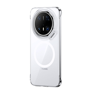 磁吸无边框适用于华为mate70Pro+手机壳镂空镜头支架Mate80PM半包透明硬外壳超薄PC套60por+防摔男女80promax