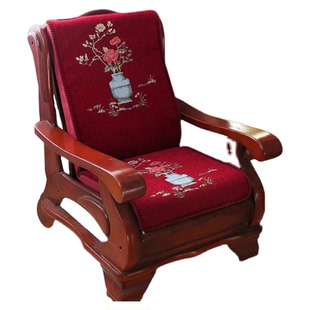 新款带靠背连体单人春秋冬季红木实木加厚海绵沙发坐垫防滑木椅垫