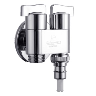 潜水艇全铜角阀一进二出双控水阀一分二双出水洗衣机水龙头分水器