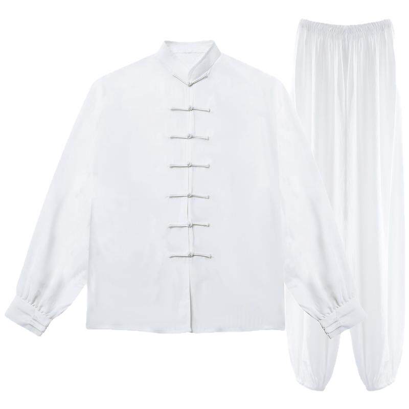 新款太极服女高档棉麻中国标志太极拳练功男中国风白色亚麻健身服