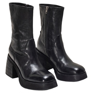 【benefanfan 】“知”系列恨天高原创高跟短靴水洗缩纹增高短靴