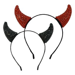 万圣节饰品搞怪道具狂欢节派对装饰恶魔牛角头饰鬼节舞会头箍发饰