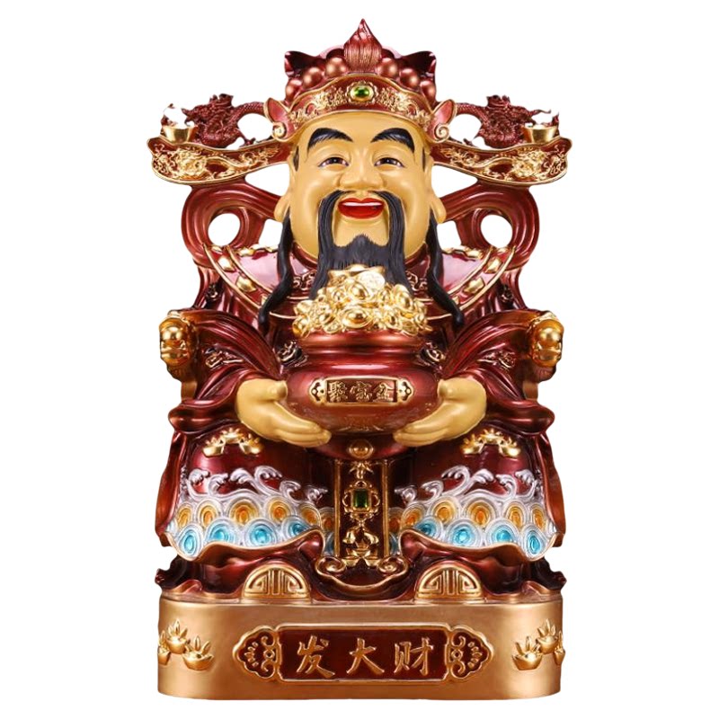 家用财神爷紫衣纯供奉黄铜财神像