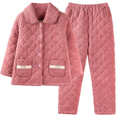 珊瑚法兰加绒中老年可外穿家居服