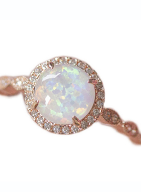 日系复古宫廷清新立体欧泊锆石