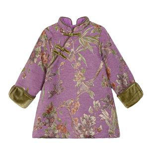 小O宝童装 宝宝新中式连衣裙子2026新款女童夹棉提花旗袍裙拜年服