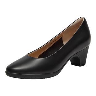 Bata浅口单鞋女2025秋季商场新款牛皮优雅粗跟通勤高跟鞋AQ788CQ5