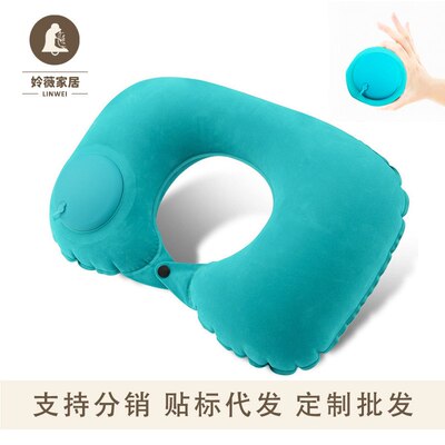 脖子u型枕充气u颈椎枕飞机充气型便携式旅行女枕头护手动枕按压枕