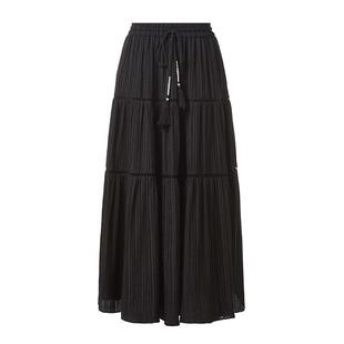 sdeer圣迪奥女装新中式套装松紧肌理流苏A字伞裙S24361106