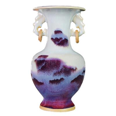 神垕河南禹州窑变山水钧瓷花瓶