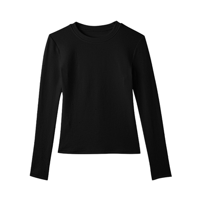 千朔摇粒绒打底衫女圆领白色加绒