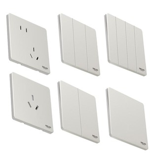 德力西超薄开关插座面板五孔16A哑光大面板290杏子灰奶油风砂砾白