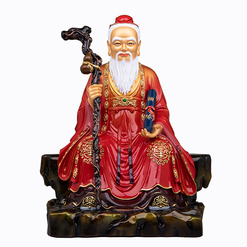 黄铜彩绘红衣月老供奉神像摆件