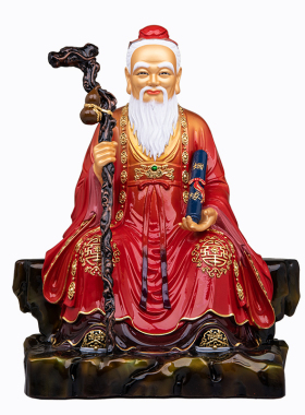 黄铜彩绘红衣月老供奉神像摆件