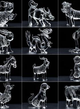 水晶12十二生肖鼠牛虎兔龙蛇马羊猴鸡狗猪客厅工艺品属相装饰摆件