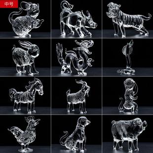 水晶12十二生肖鼠牛虎兔龙蛇马羊猴鸡狗猪客厅工艺品属相装 饰摆件