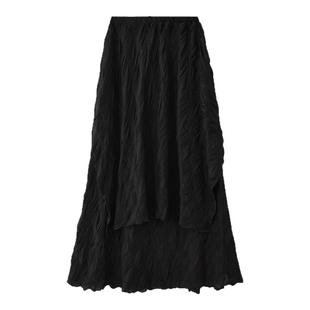 gagaopt纯色不规则设计感半身裙春季新款小个子高腰修身显瘦长裙