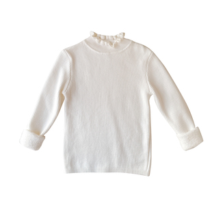 女童毛衣套头一体绒2025冬新款儿童毛衣加绒女宝宝花边领毛衫加厚