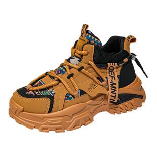 高帮男鞋冬季休闲百搭运动鞋青少年潮牌厚底老爹鞋防滑工装马丁靴