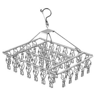 不锈钢晾晒架阳台晒袜子神器防风加厚晾衣架多夹子内衣内裤专用