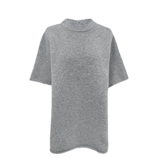 Baby酱卷边短袖针织衫韩国2026新款简约纯色叠穿圆领上衣女