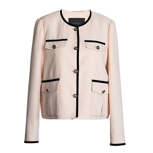 罗衣法式小香风肌理感外套女2025秋季新款减龄浅粉色短外套09349