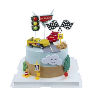 汽车卡通车儿童玩具塑料玩具小汽车蛋糕装饰摆件烘焙摄影装扮道具