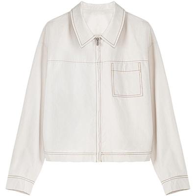 LAGOGO米色翻领落肩袖通勤风外套