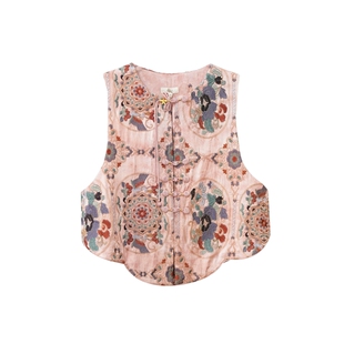 布符「花开富贵重工刺绣花瓣摆马甲」2026年新品春季中式民族女装