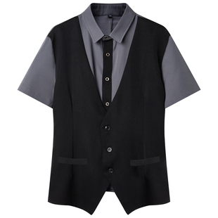 酒店服务员工作服短袖夏季女餐饮咖啡店西餐厅假两件工装服装定制