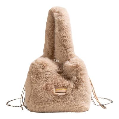 BINNITU迷你链条水桶包包女毛绒