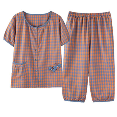 浪莎云朵棉带胸垫睡衣女夏季套装