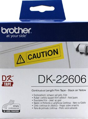 brother兄弟条码打印机QL-700/720NW/800/810W/820NWB标签纸DK-22606不干胶热敏打印纸黄底黑字62mm*15.24m