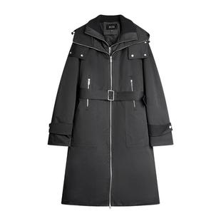 ELLE90白鸭绒中长款风衣羽绒服女2025冬季新款厚款被子保暖外套