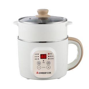 志高电煮锅304不锈钢宿舍小电锅蒸煮一体电蒸锅多功能内胆电饭煲